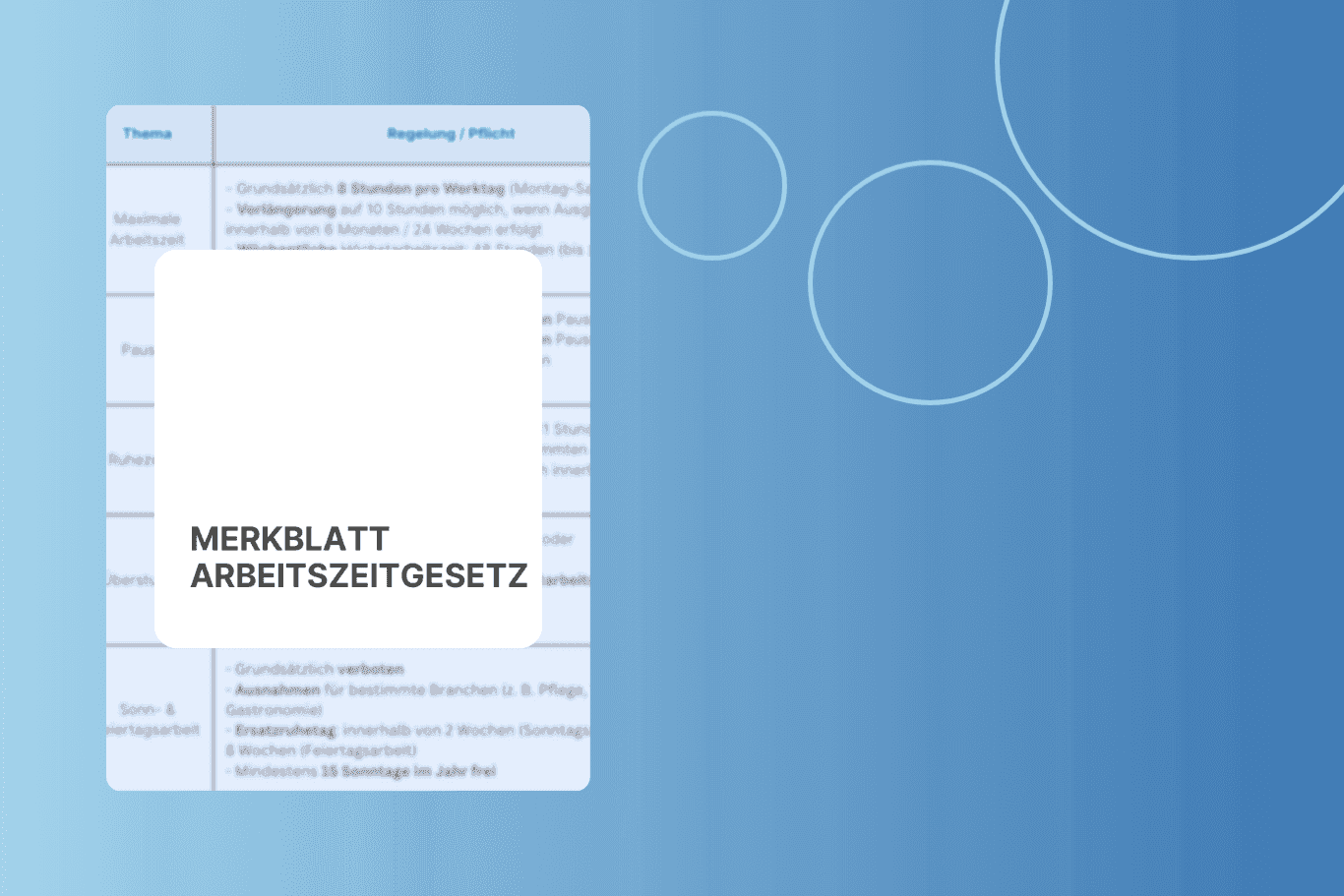 Merkblatt Arbeitszeitgesetz