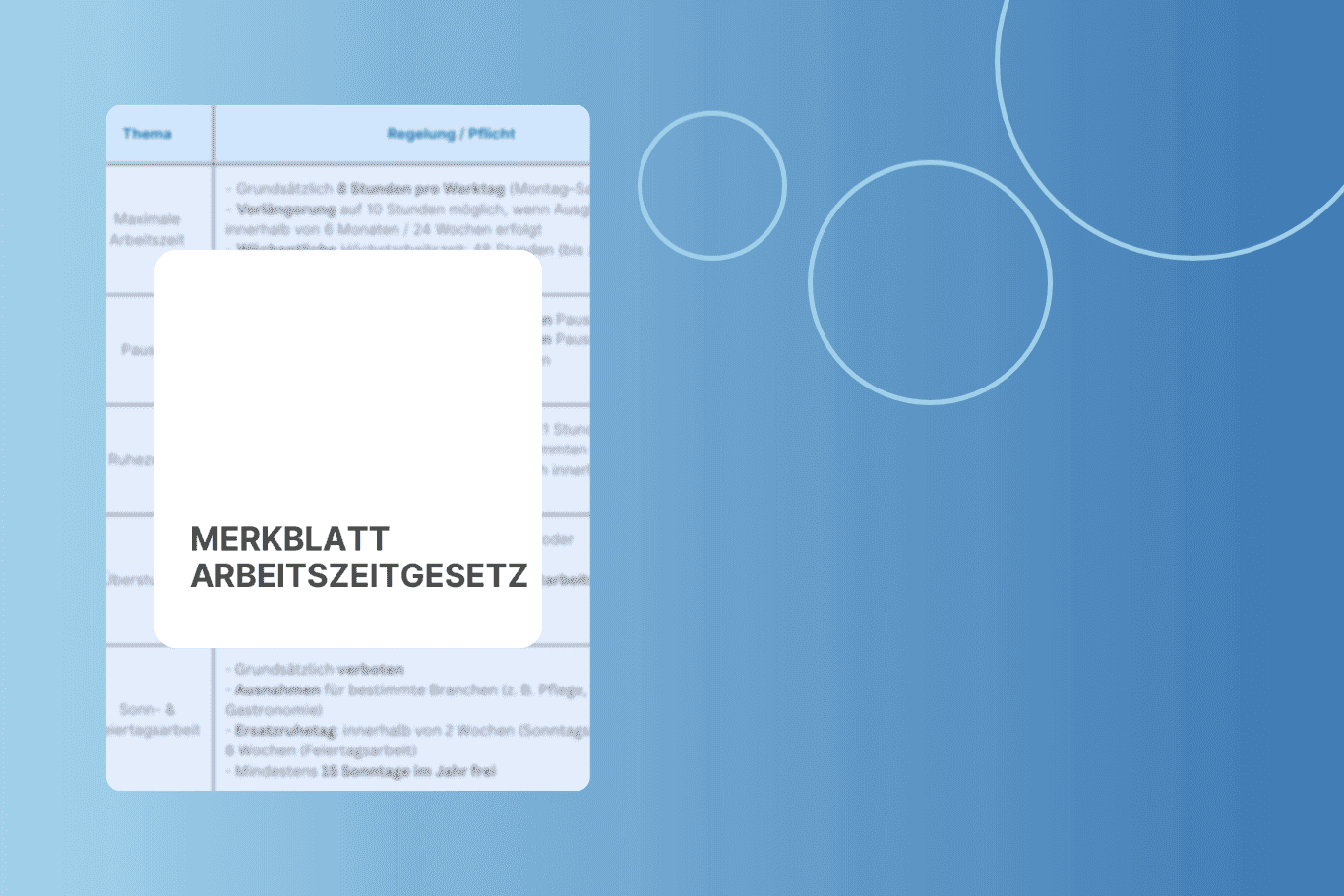 Merkblatt Arbeitszeitgesetz