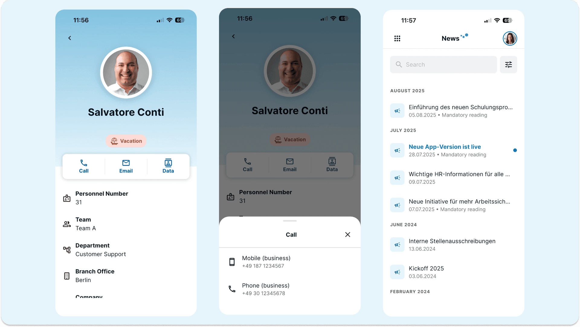 Employee management via app with HRlab