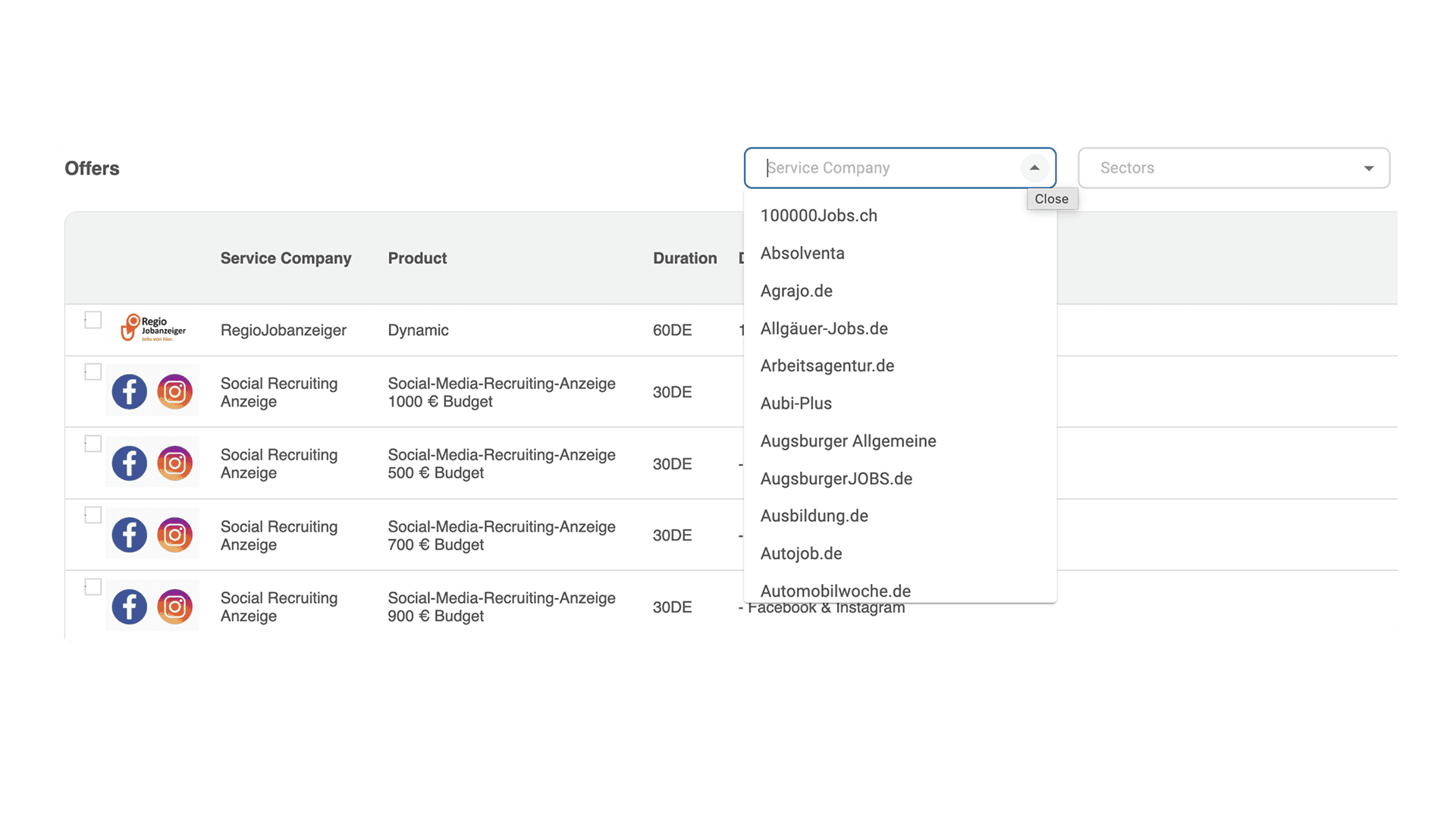 Set filters for your multiposting with HRlab