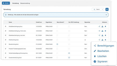 Dokumentenmanagement mit HRlab inklusive Berechtigungskonzept