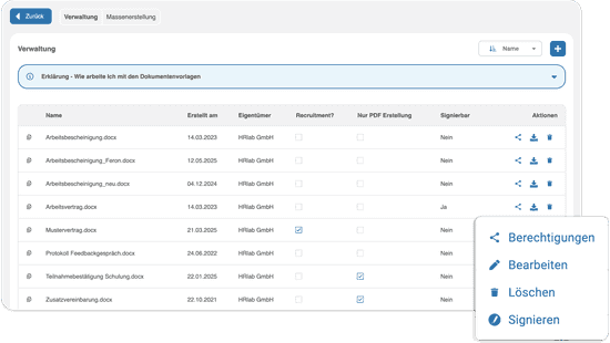 Dokumentenmanagement mit HRlab inklusive Berechtigungskonzept