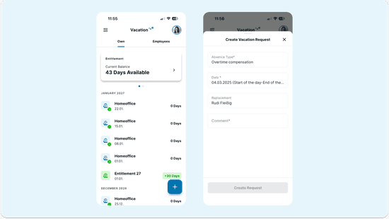 Vacation management via app with HRlab
