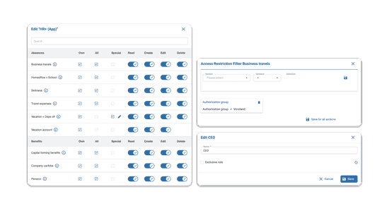 Rights management and data security with HRlab