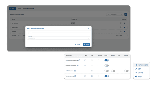 Authorization Groups and Document Levels with HRlab