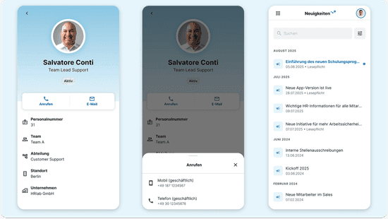 Mitarbeiterverwaltung in der HRlab App