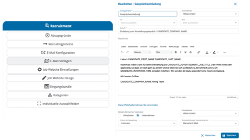 In HRlab direkt mit Bewerbern kommunizieren