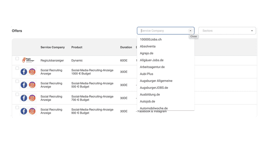 Set filters for your multiposting with HRlab